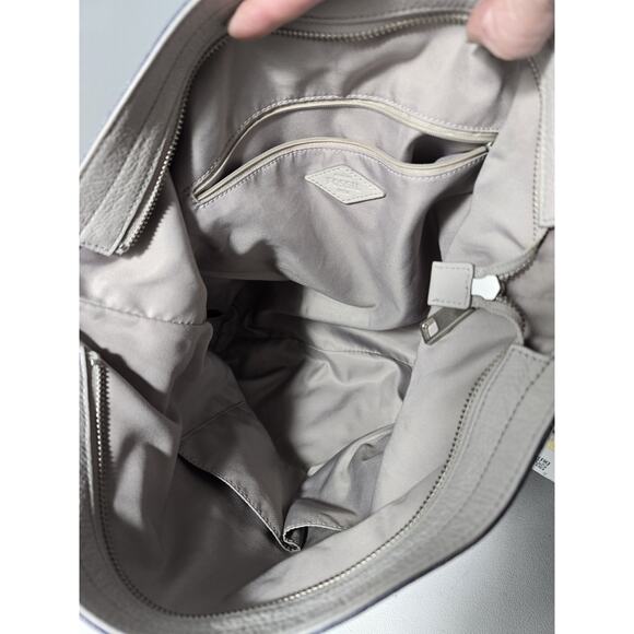 FOSSIL Maya Gray Denim Hobo Shoulder Bag Purse Pebbled Leather Fabric - Picture 15 of 16